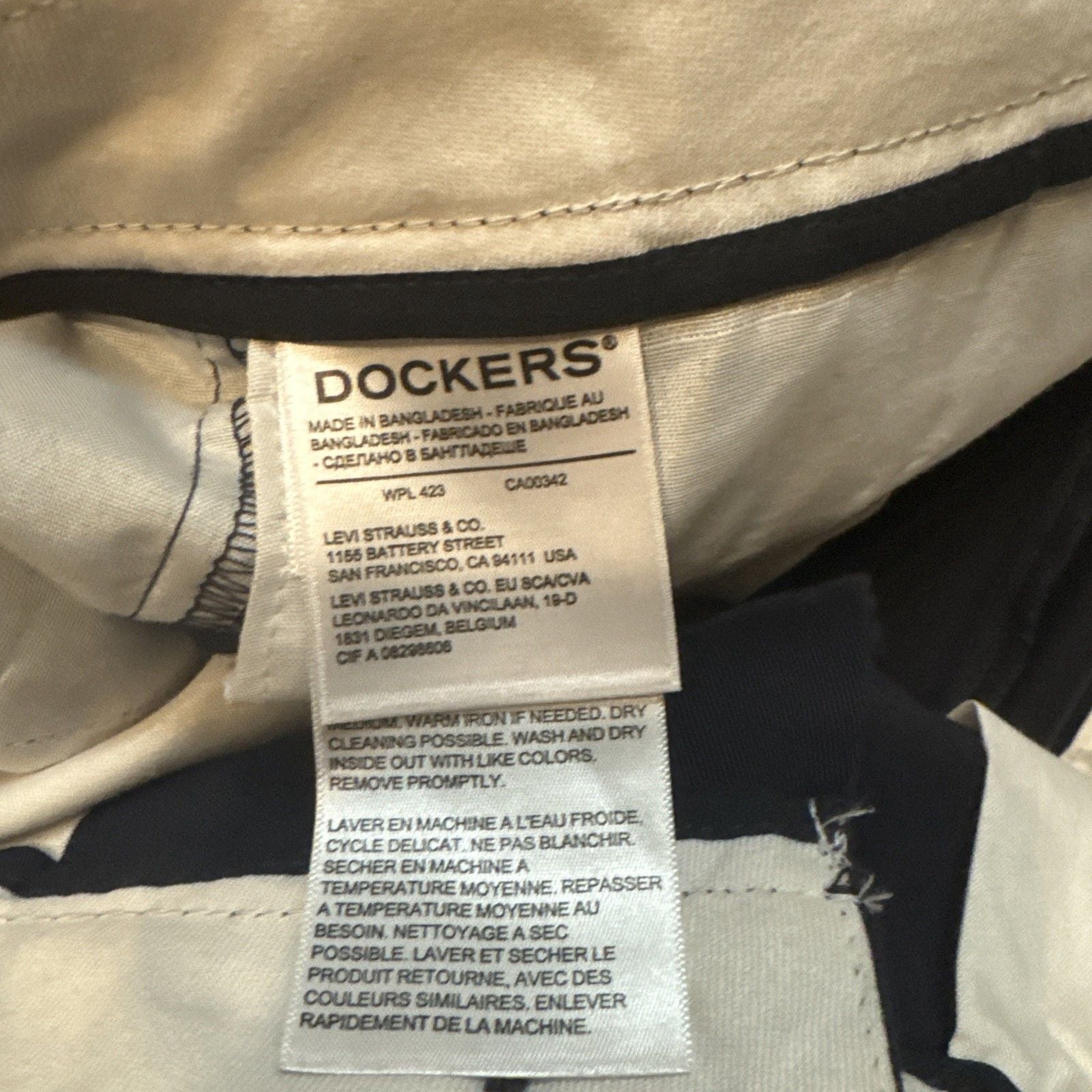 Dockers Pants Mens 34x34 Navy Straight Fit Flat Front Performance Stretch Chino 7