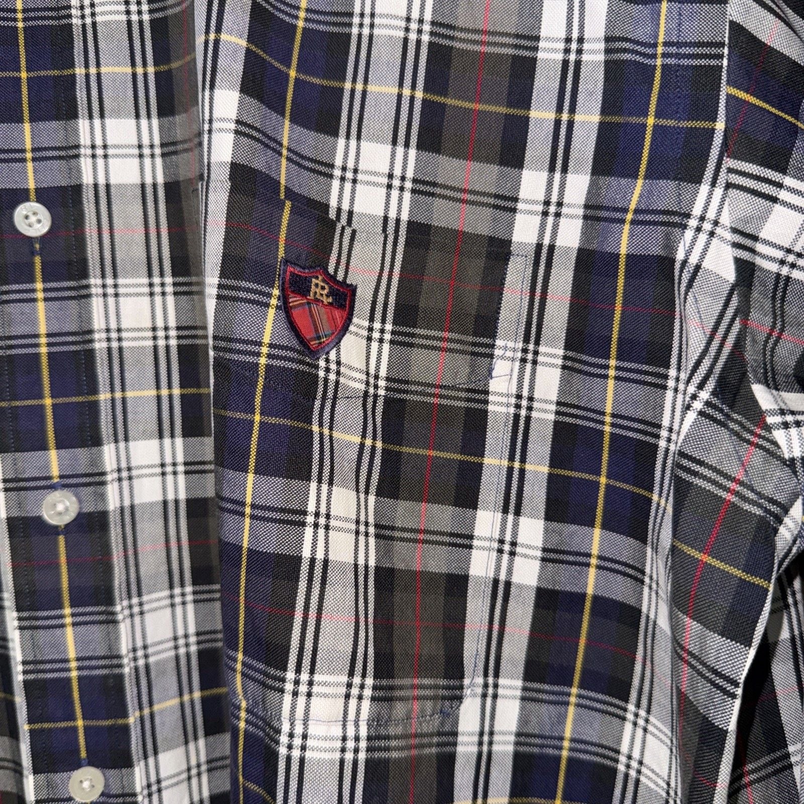 POLO RALPH LAUREN Shirt | Long Sleeve Blue RED YELLOW WHITE PL AID Stripe | L 3
