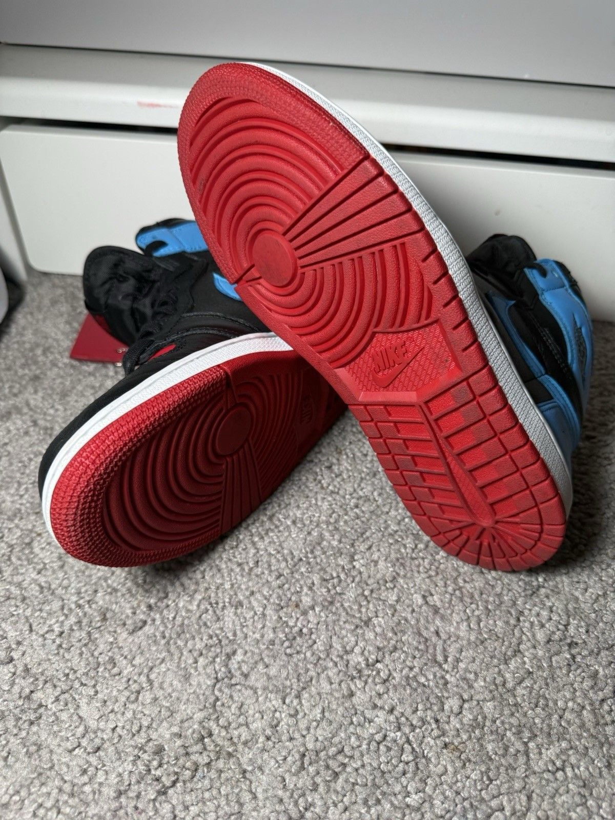 Nike Air Jordan 1 High Top Leather Colorblock Unisex Kids Sneakers 3.5Y 6