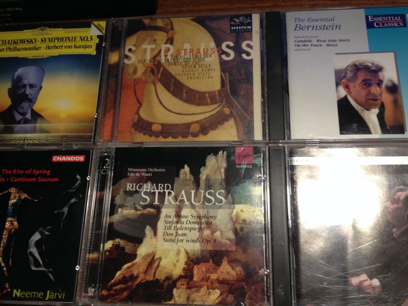 LOT OF 6 CLASSICAL CD'S (STRAVINSKY TSCHAIKOWSKY STRAUSS BRAHMS BERNSTEIN JARVI 3