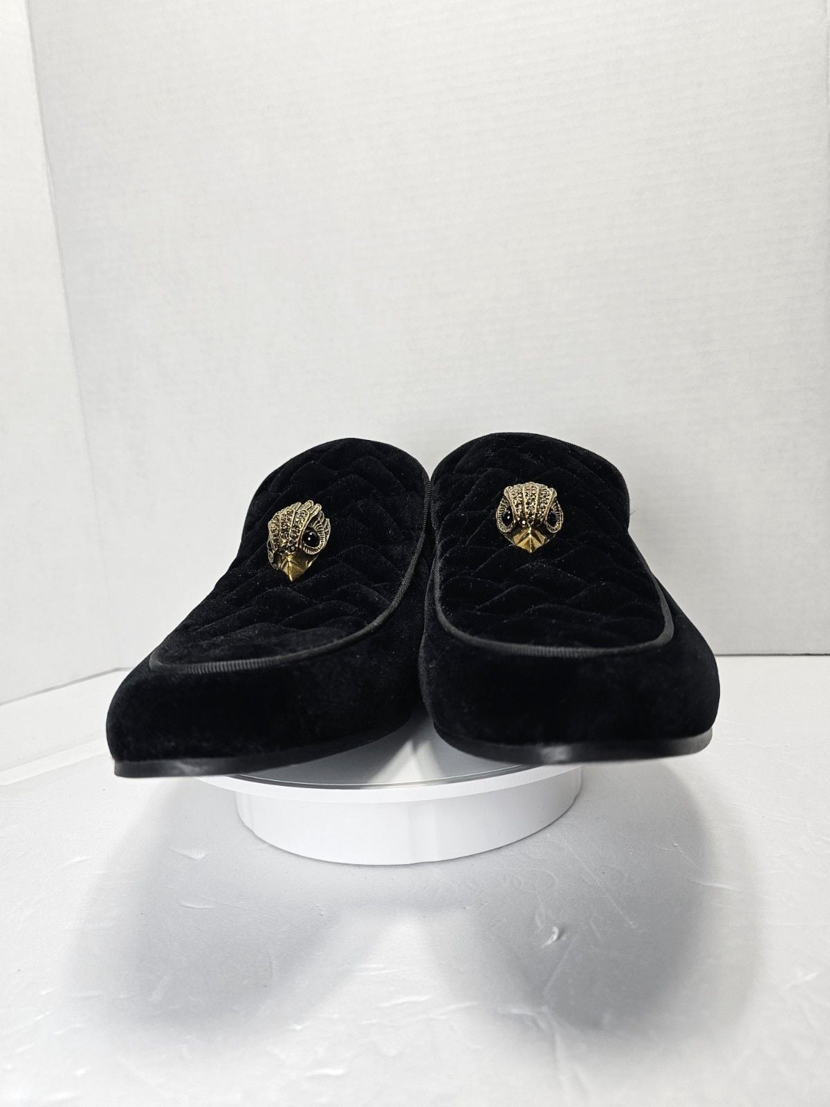 Kurt Geiger Hugh Eagle Black Velvet Loafers Gold Eagle Men’s US 9 EU 42 8