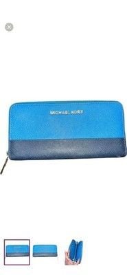 Michael Kors Blue Leather Zip-Around Wallet 2