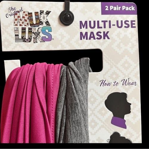 MUK LUKS Multi-Use Mask Pack-2 Non Medical Masks Pink and Gray 3