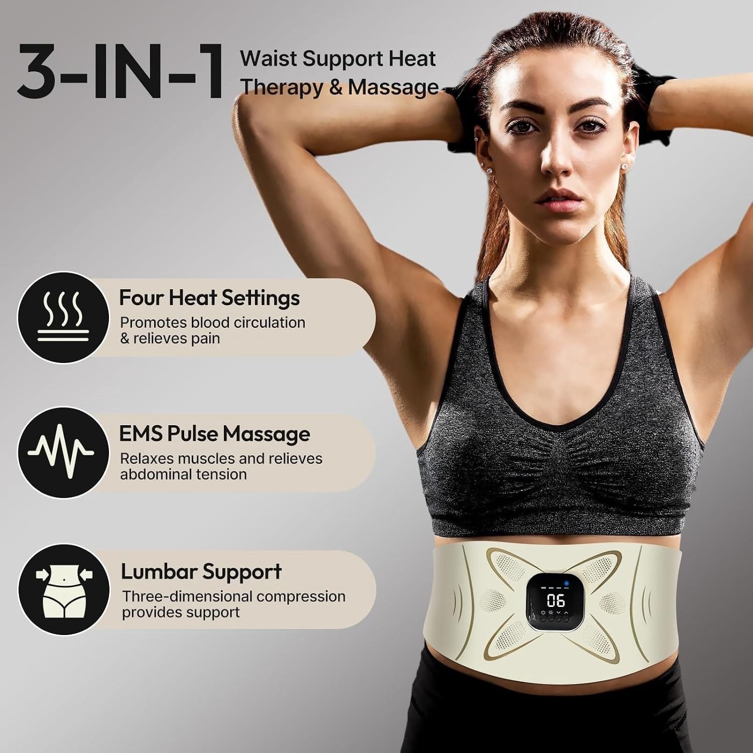 Ab Stimulator Muscle Toner - Heating & Massage Functions, Fat Burning & Abdomina 5