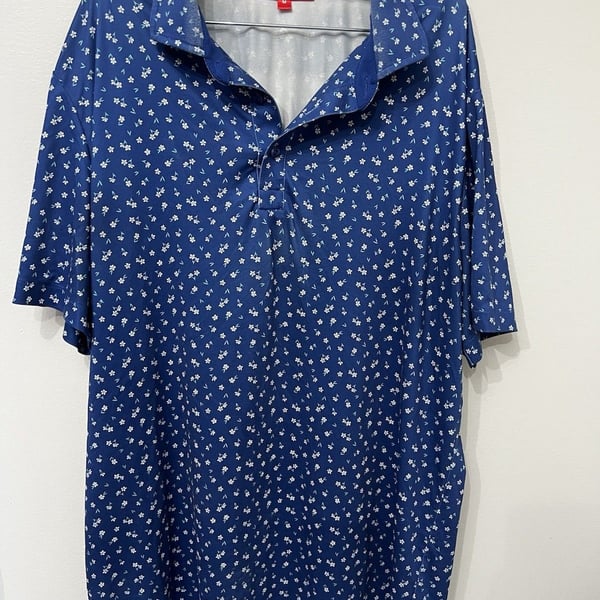 Redvanly Polo Shirt Mens M Blue Floral Geometric Print Sutton Performance Golf