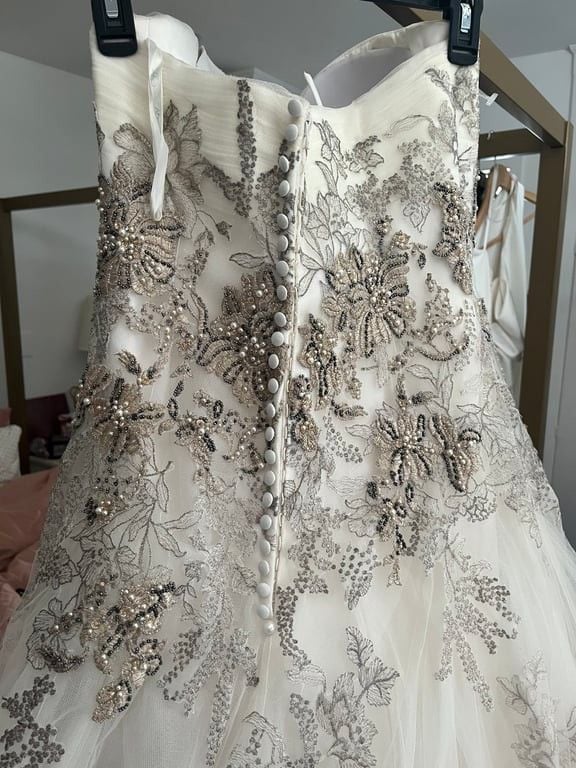 Elegant Embroidered Strapless Wedding Gown 7