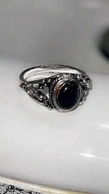 Vintage Silver Ring with Black Onyx Stone 3