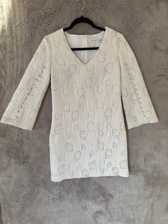 Trina Turk Selfie Embroidered Cream A-Line Dress Size S Evening Wedding $458 2
