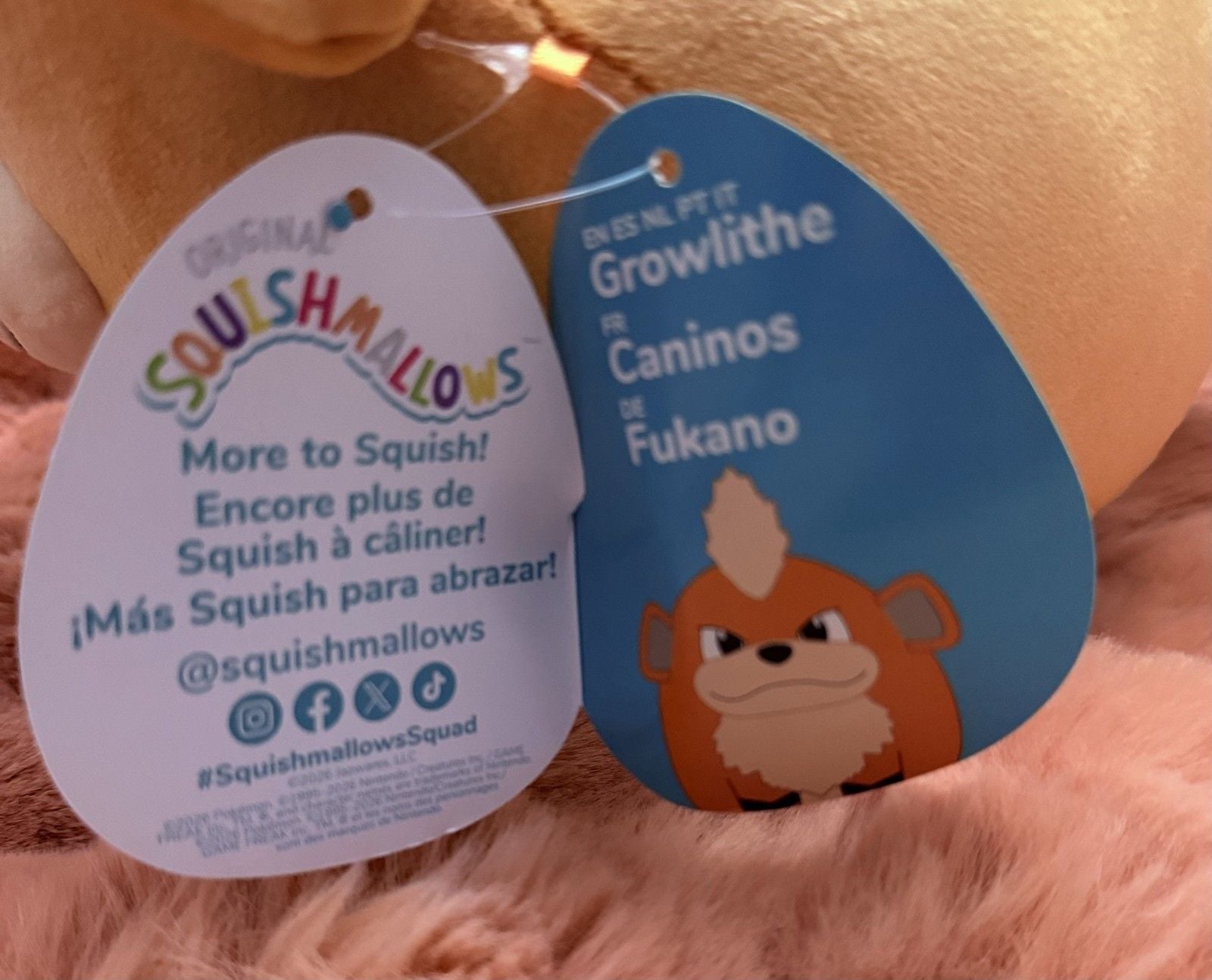 Jazwares Squishmallows Pokemon Growlithe Plush Toy 10 Inch Orange Soft Plush 6