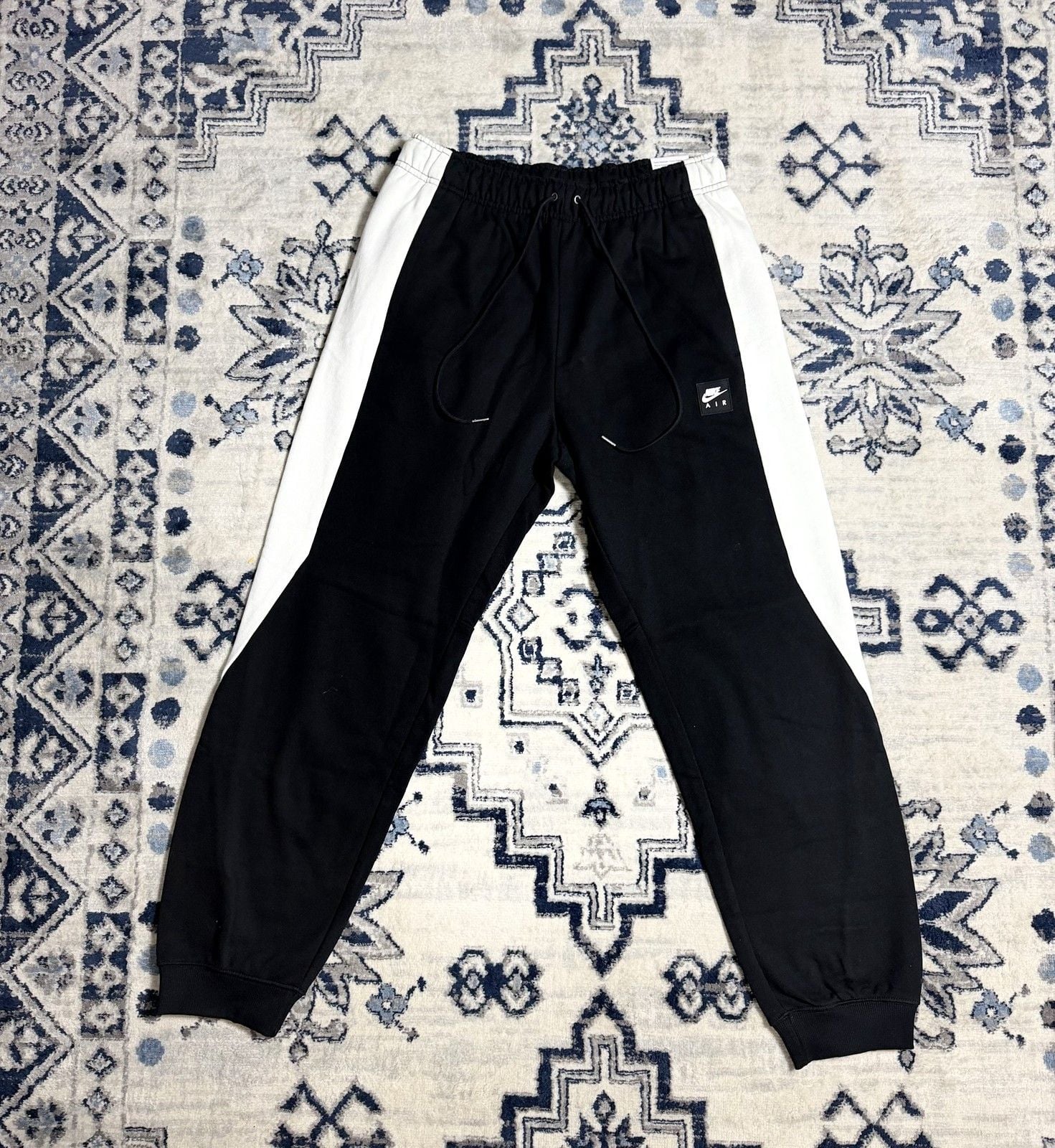 Nike Air Fleece Joggers Mens Medium Black White Cotton Polyester 2
