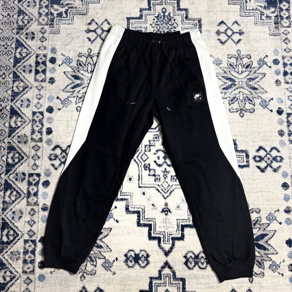 Nike Air Fleece Joggers Mens Medium Black White Cotton Polyester