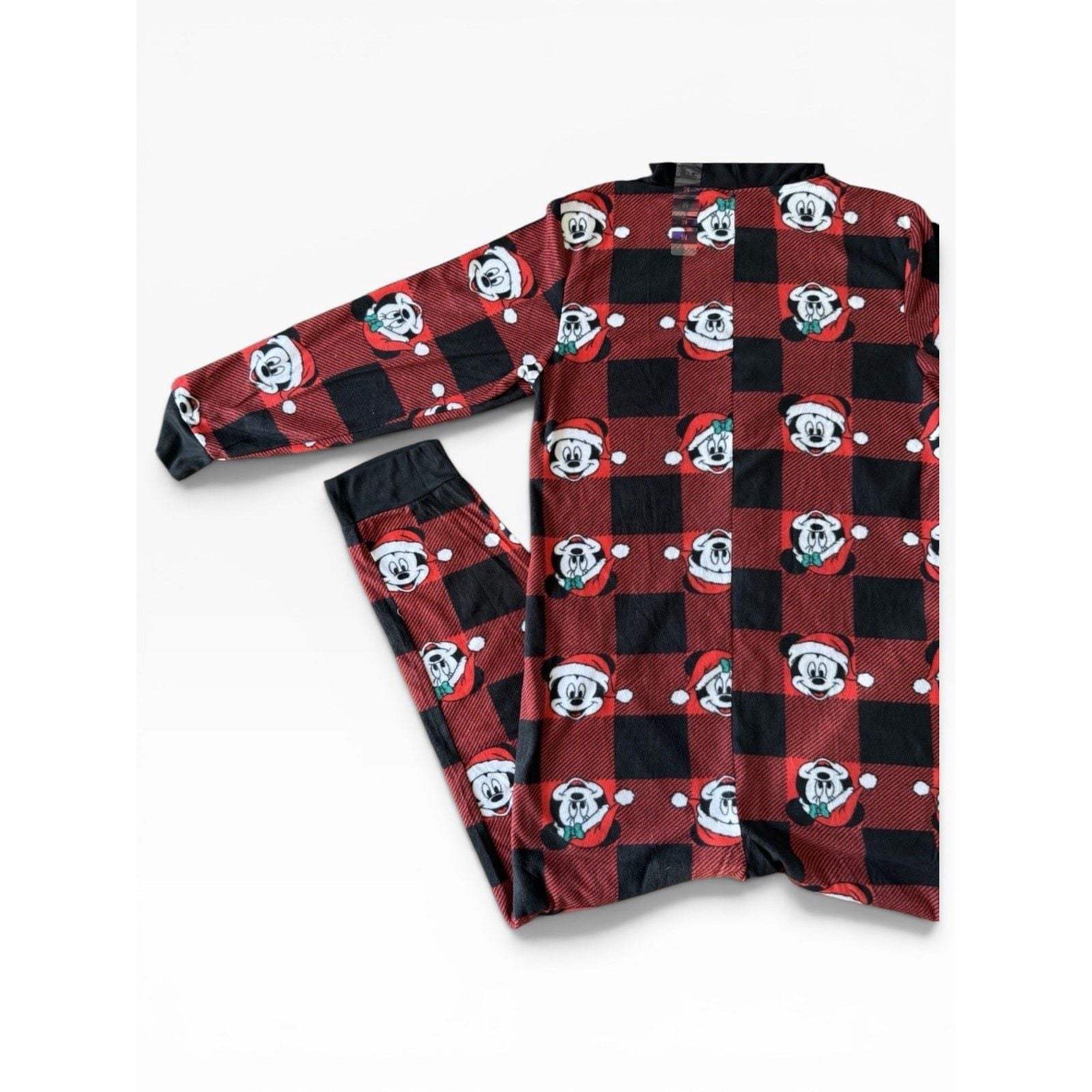Disney Mickey Mouse Buffalo Plaid One Piece Pajamas L NWT 8