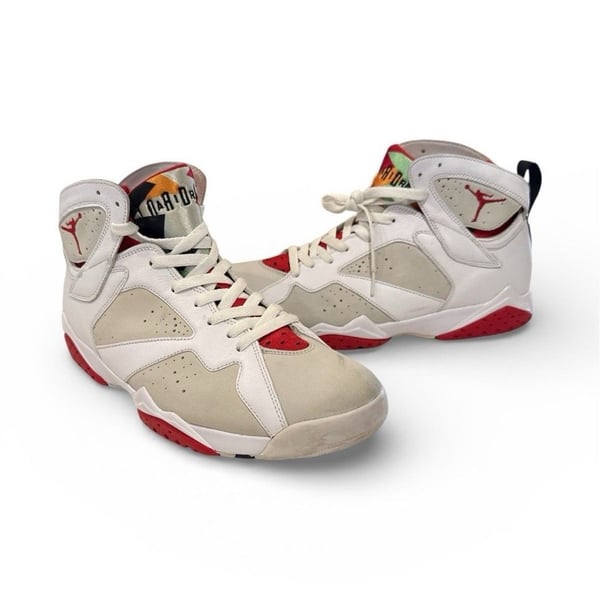 Jordan Air Jordan 7 Retro Hare High Top Sneaker White Red Beige Leather