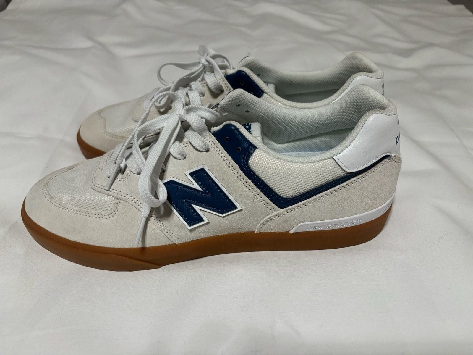 New Balance Numeric 574 Sea Salt Navy Gum Skate Shoes size 12 3