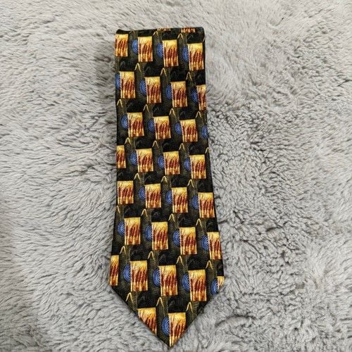 Ermenegildo Zegna Vintage Mens Tie 100% SILK 90's YELLOW Flower 6