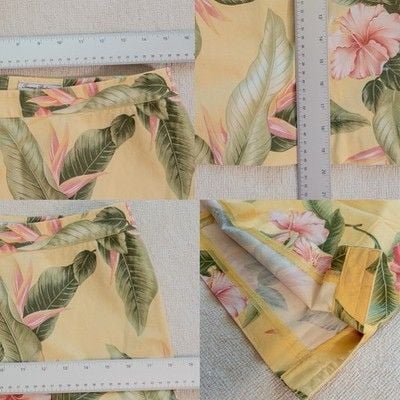 Tommy Bahama Stretch Skirt Size 10 Yellow Tropical Hibiscus Floral Palm Leaf 19" 4