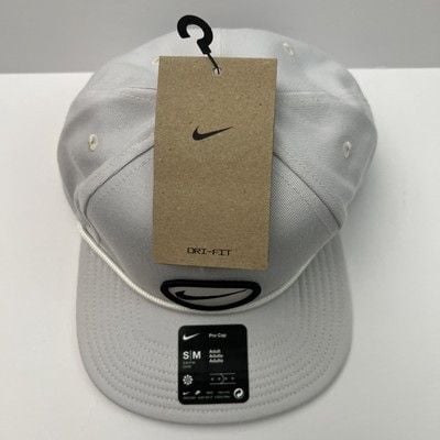 Nike Pro Cap Hat Adult S/M Flat Bill Snapback #HF7482-025 White Dri Fit Training 6