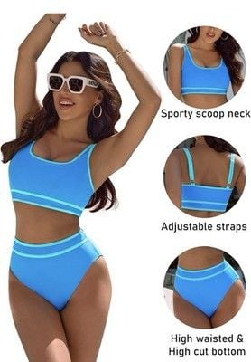 BMJL Women's High Waisted Bikini Sets Two Piece Swimsuits Cheeky High Cut-SIZE S 3