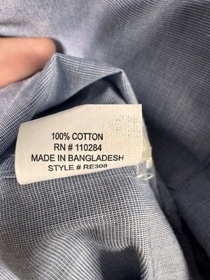 Reed Edward Mens Button Down Denim Blue Casual Business Attire Large 100% Cotton 7