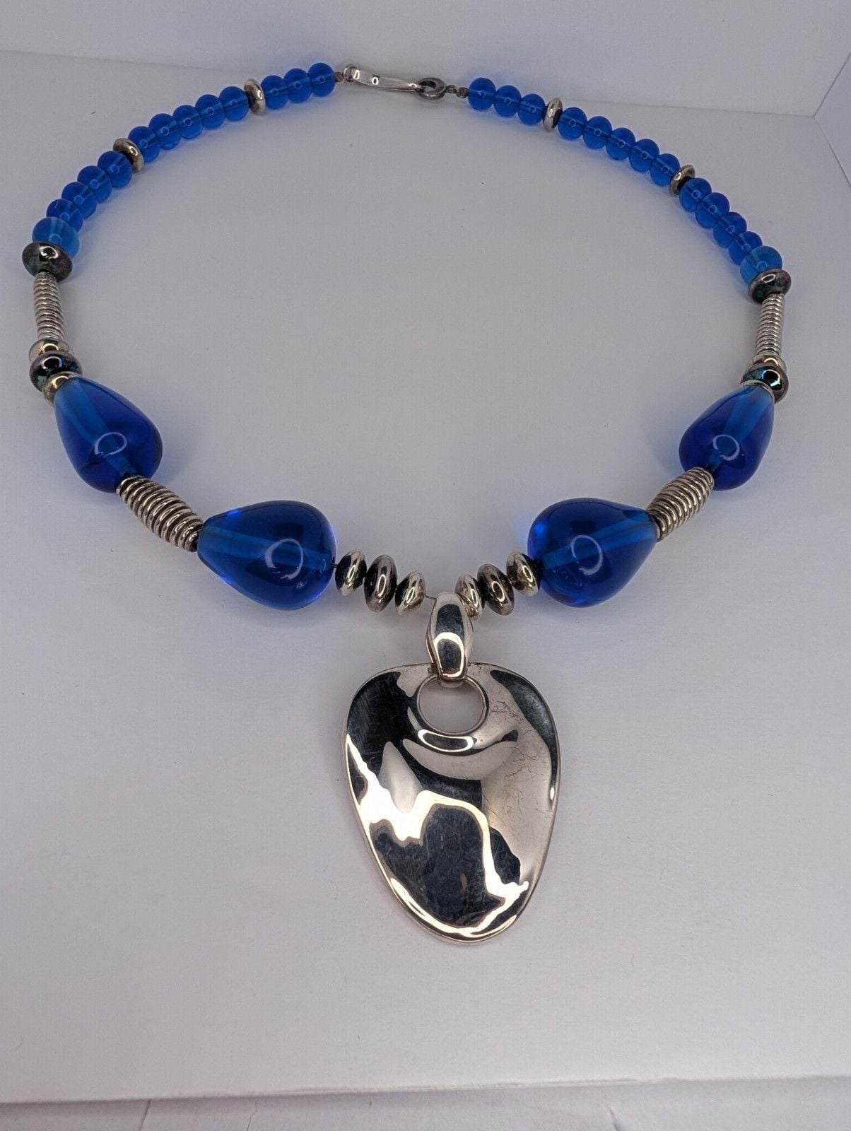 RLM Robert Lee Morris STATEMENT NECKLACE Sterling Silver COBALT BLUE 3