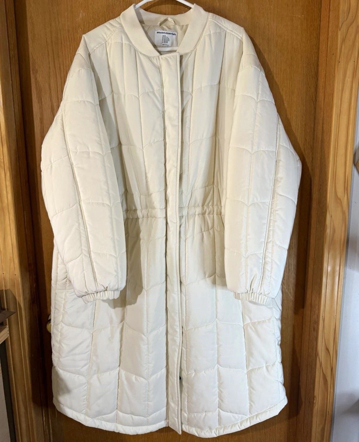 Amazon Essentials Ivory Solid Quilted Collared Long Sleeve Coat Plus 3X 2