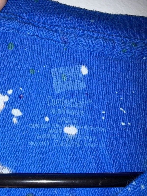 Hanes ComfortSoft Blue Paint Splatter Long Sleeve T-Shirt Size Large 5