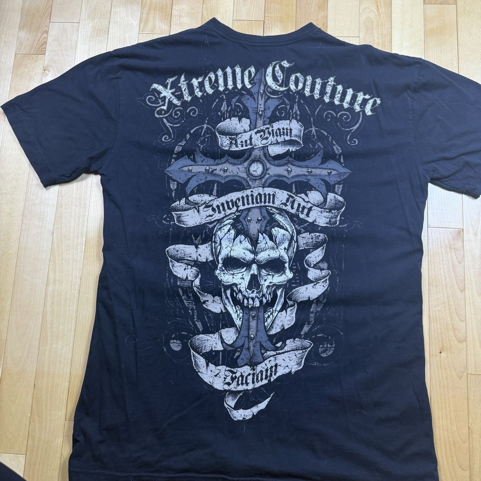 Xtreme Couture Affliction Shirt Mens 2XL Black Skull Cross Gothic MMA Y2K Tee 3