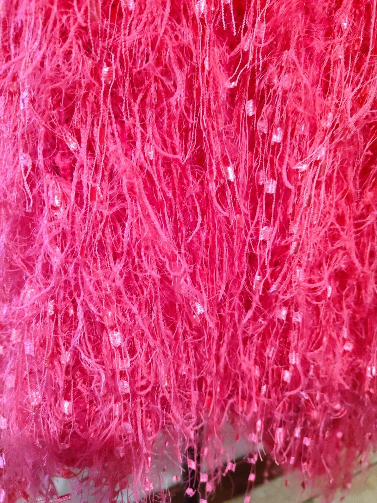 Davi & Dani Hot Pink Oversized Thick Trendy Chic Shaggy Fringe Sweater Sz M 3