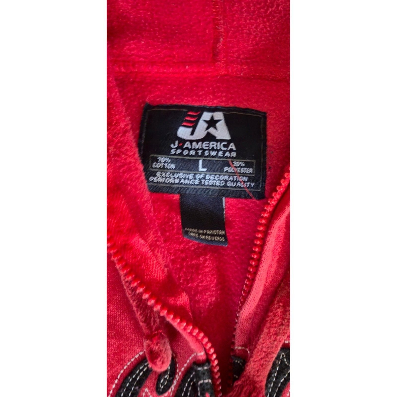 J America Wisconsin Badgers Full Zip Hoodie Red Embroidered Mens Large NCAA 5