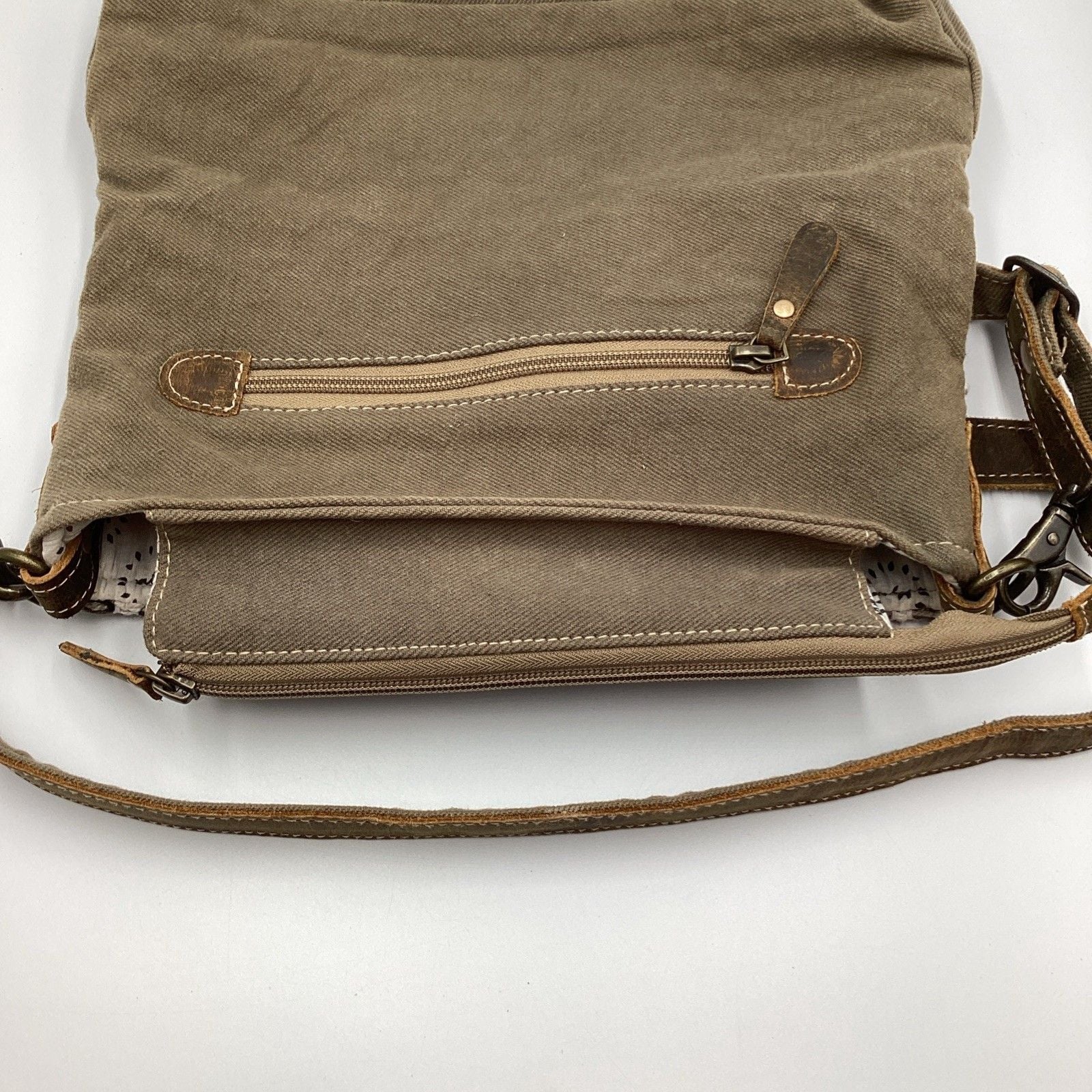 Myra Bag Genuine Leather Canvas Diamond Crossbody Shoulder Bag Boho 9