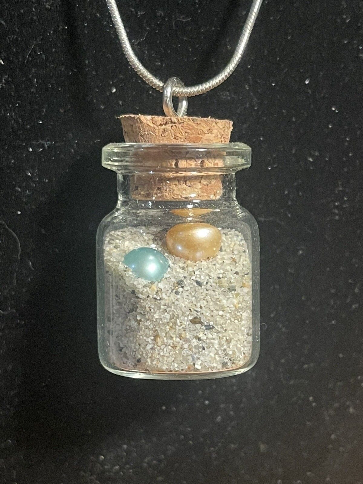 Sterling Silver 925 22” Necklace With Charm Of Beach sand And Pearls 6