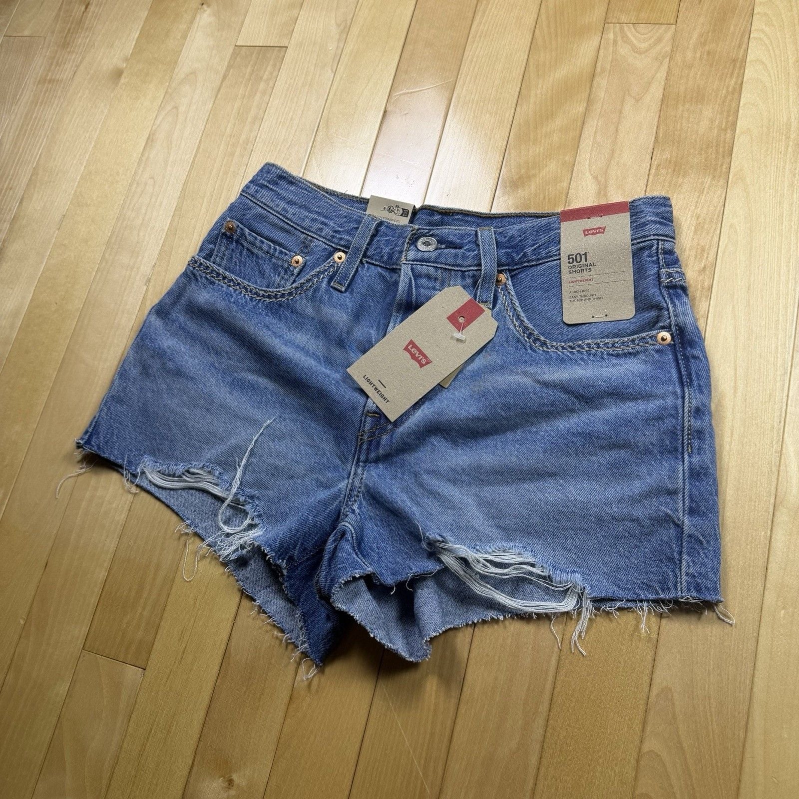 Levi's 501 High Rise Cutoff Denim Shorts W27 Distressed Raw Hem NWT Y2K 5