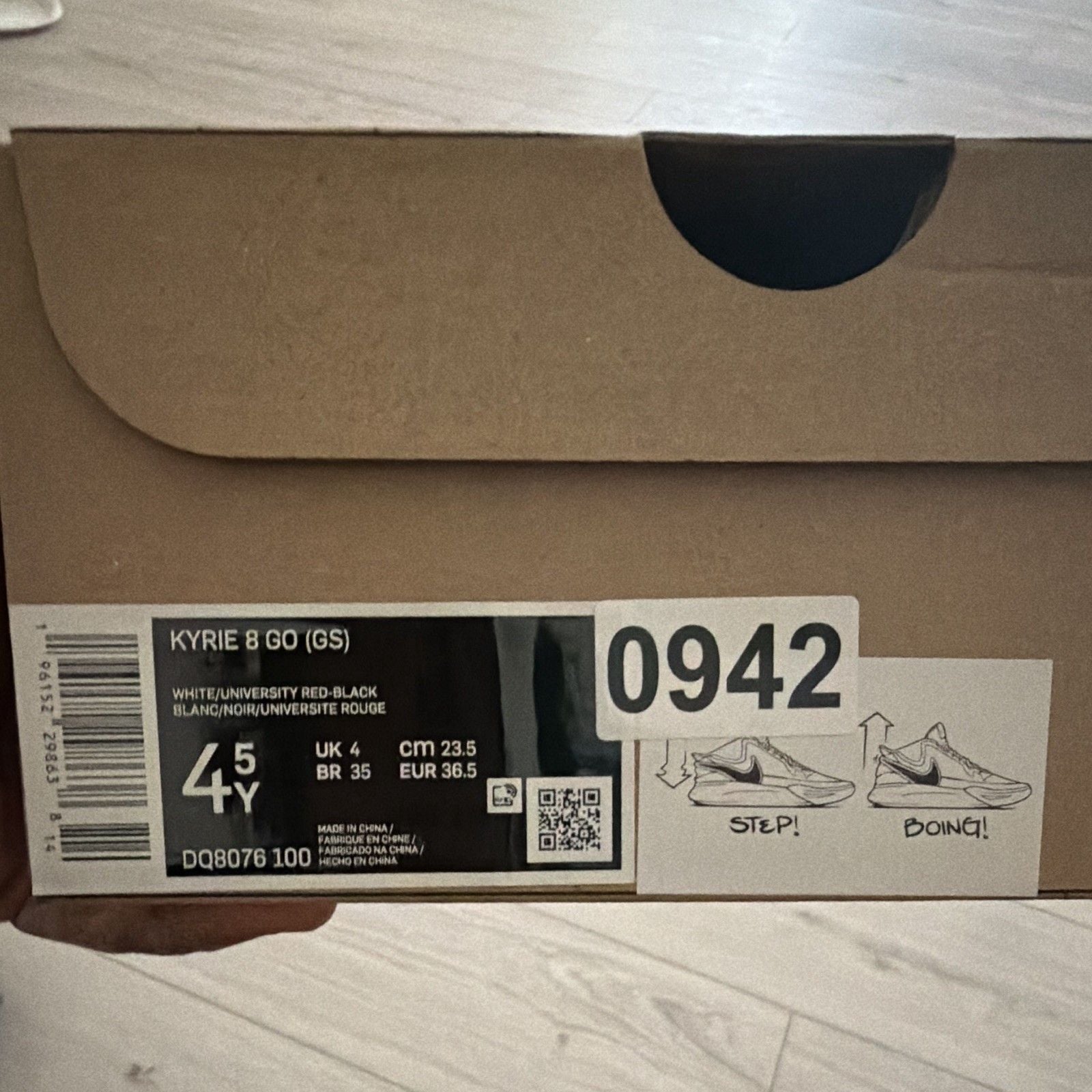 Nike Kyrie 8 GO (GS) Kids Basketball Sneakers White/Red/Black 4.5Y DQ8076-100 10