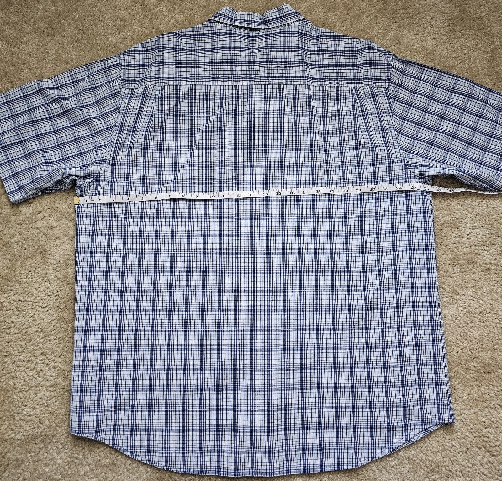Nautica Jeans Company Mens XL Blue Plaid Short Sleeve Button Down 100% Cotton 10