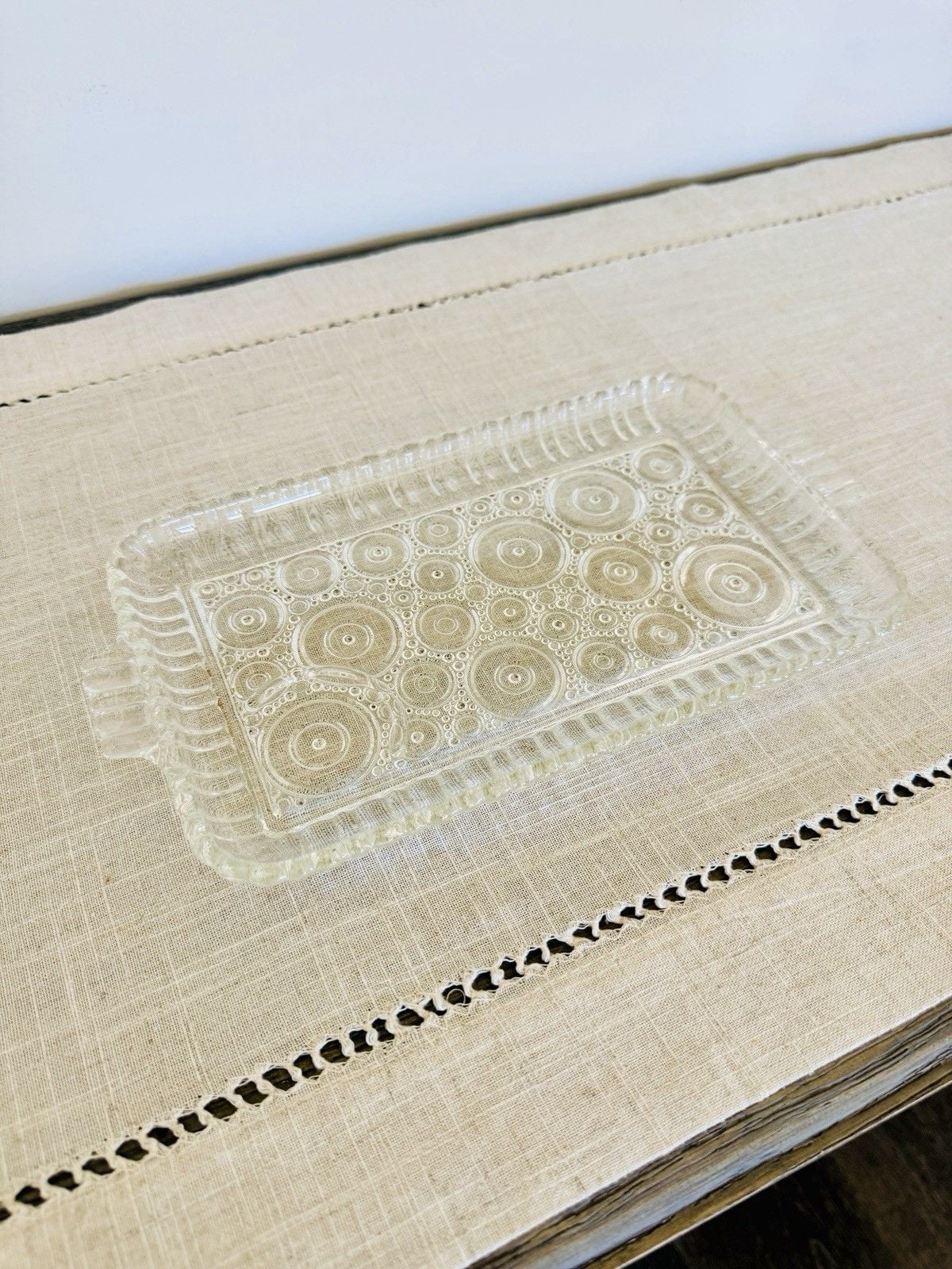 Vintage Anchor Hocking Colonial Lady Glass Snack Tray 1950s Anchorglass MCM 2