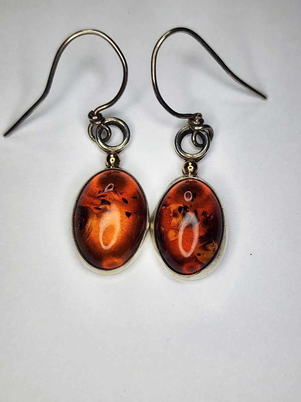Sterling Silver 14k Gold Baltic Amber Earrings 2