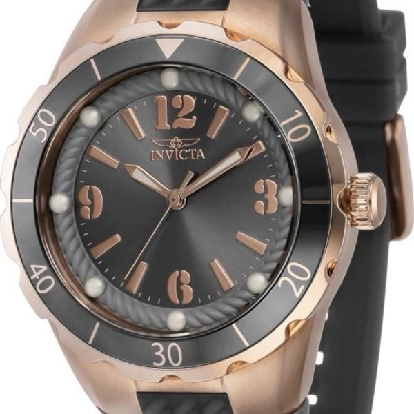 Invicta Angel Women’s Quartz Watch 40310 Charcoal Dial Rose Gold 38mm New In Box