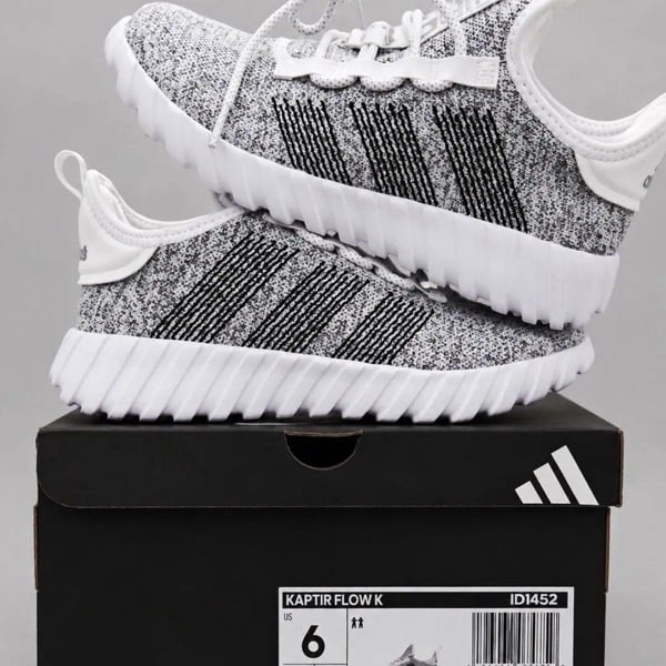 adidas Kaptir Flow K Gray/White/Black Low Top Sneakers Kids US 6 ID1452.
