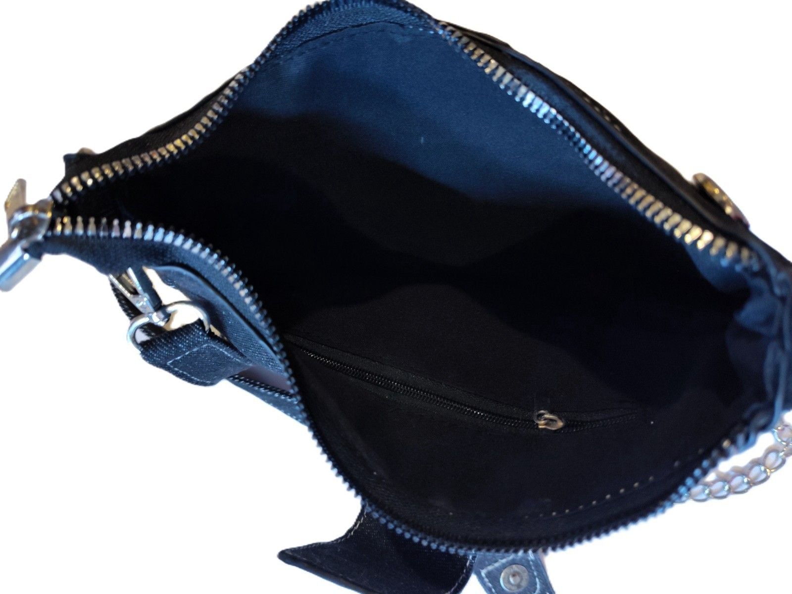 Y2K-Style Grunge Retro Denim Star Shoulder Hobo Bag Buckle Strap Silver Chain 4