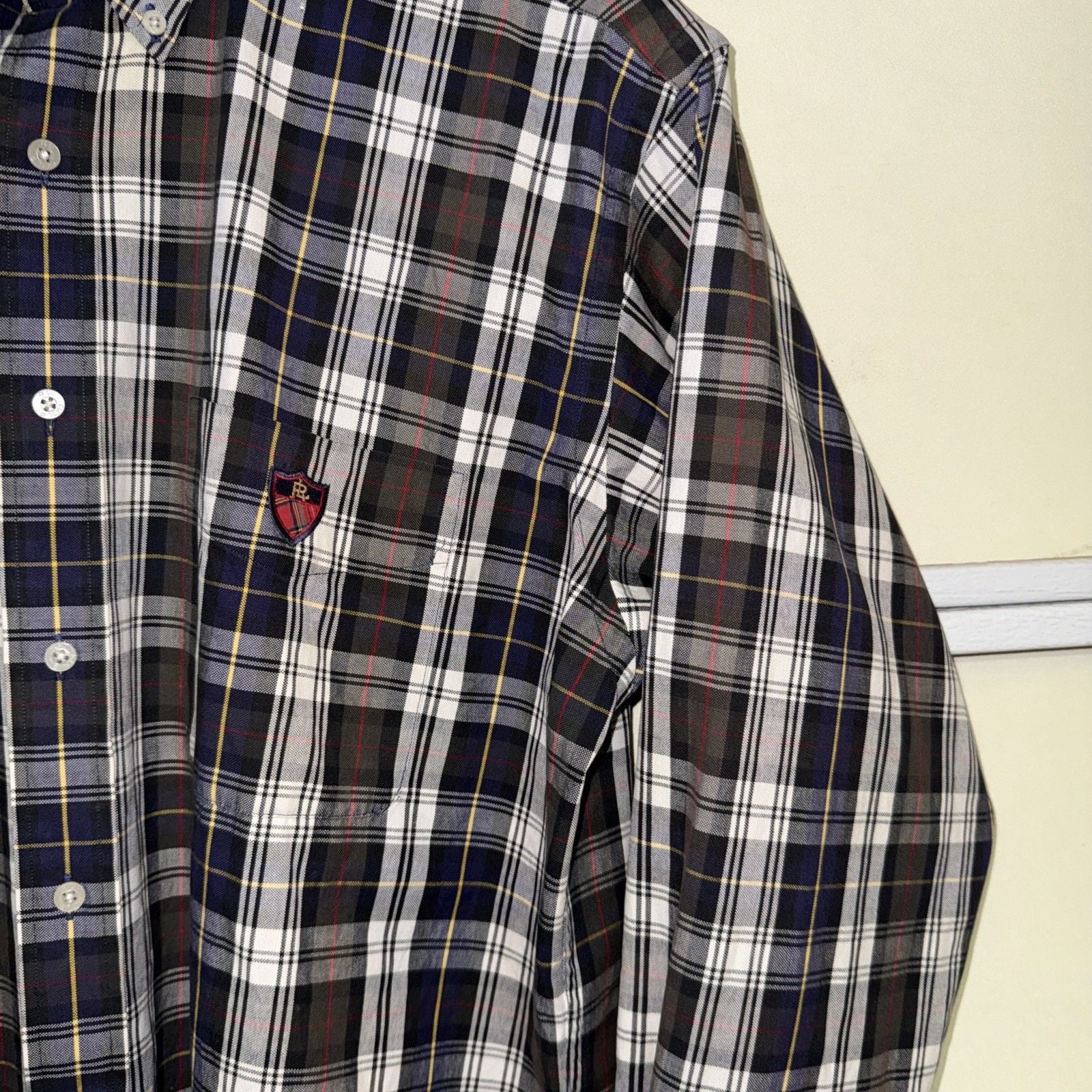 POLO RALPH LAUREN Shirt | Long Sleeve Blue RED YELLOW WHITE PL AID Stripe | L 6