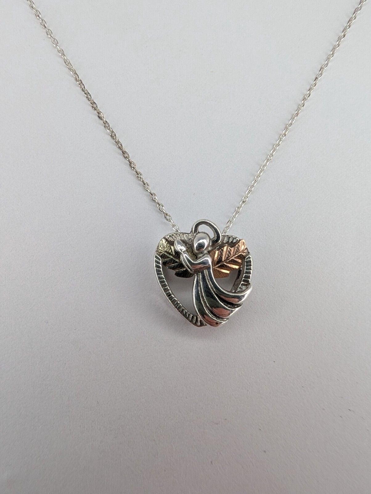 Coleman & Co 12K Gold and Sterling Silver Praying Angel Heart Pendant 2