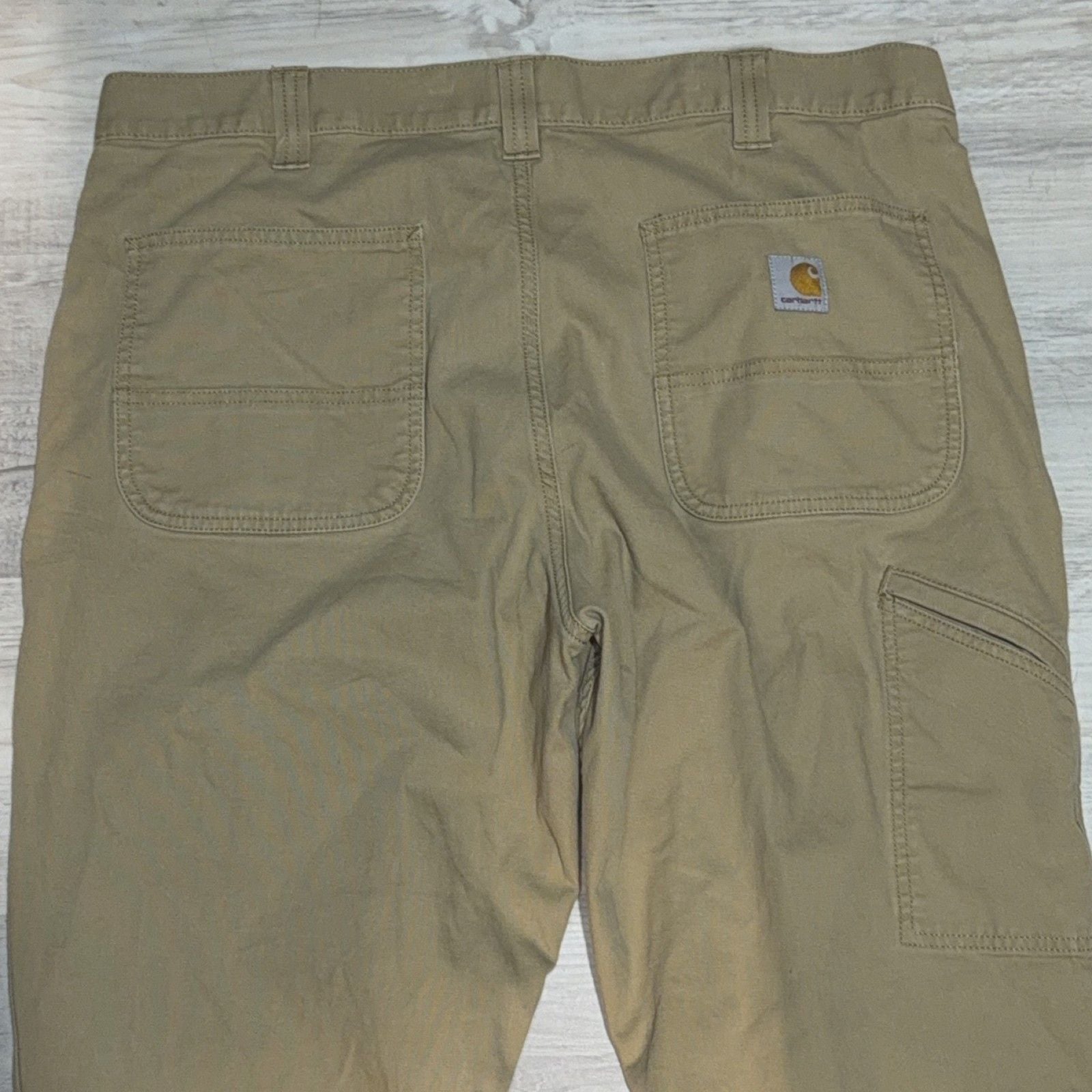 Carhartt Men's 38x30 Carpenter Pants Relaxed Fit Canvas Workwear Beige Cotton 10