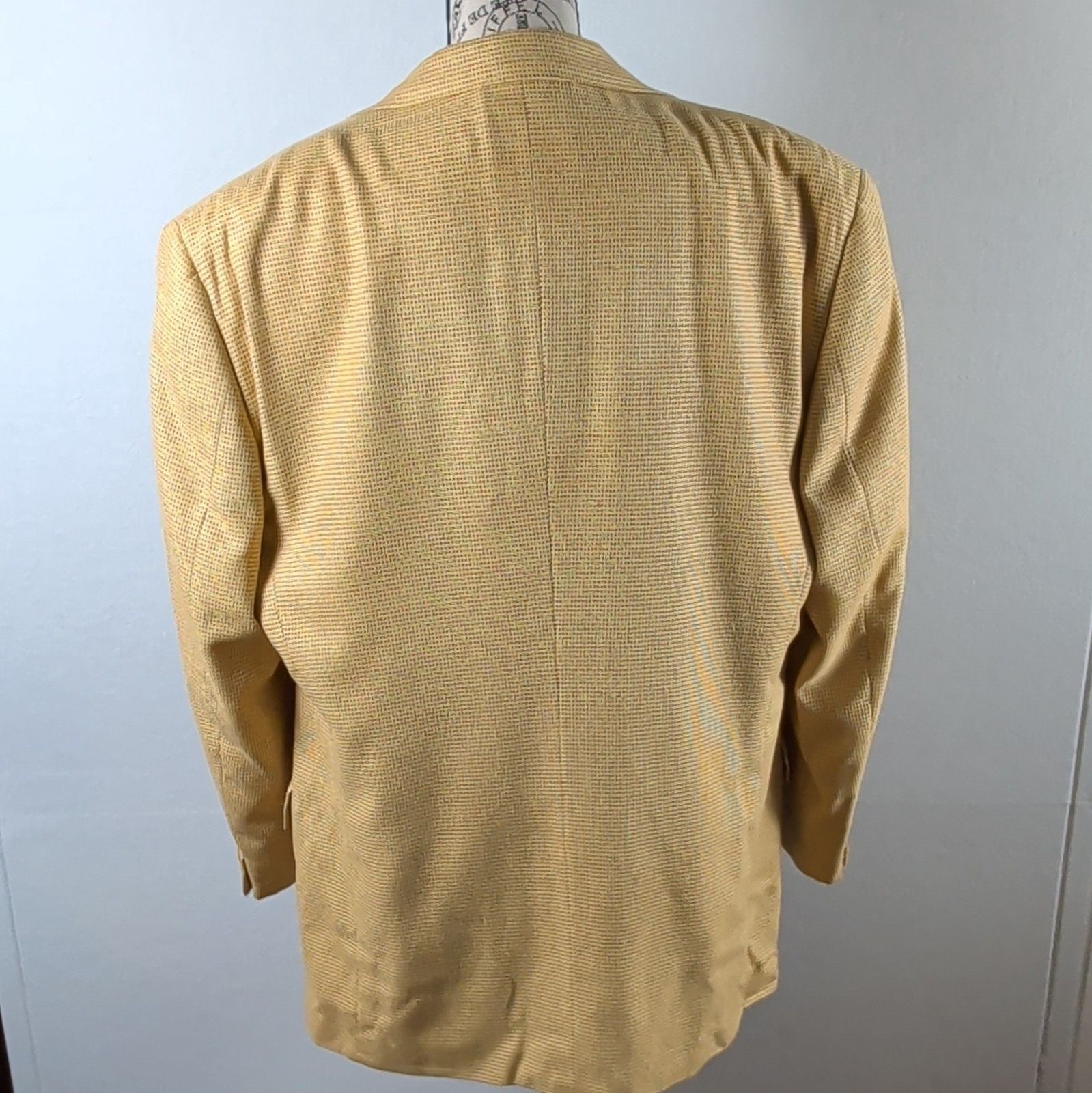 Zanella Sport Coat 42 R Silk Wool Blazer Made in Italy Yellow Houndstooth Check 7
