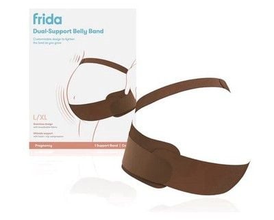 frida Dual-Support Belly Band L/XL Seamless Adjustable Compression Brown 1