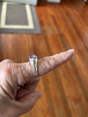 Sterling Silver 925 Natural Amethyst Ring Size 7.5 Large Purple Statement Ring 2