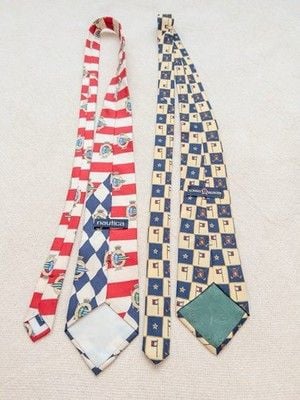 Lot of 2 Vintage 90s Men's Silk Ties Nautica Yacht Squadron Tommy Hilfiger Golf 4