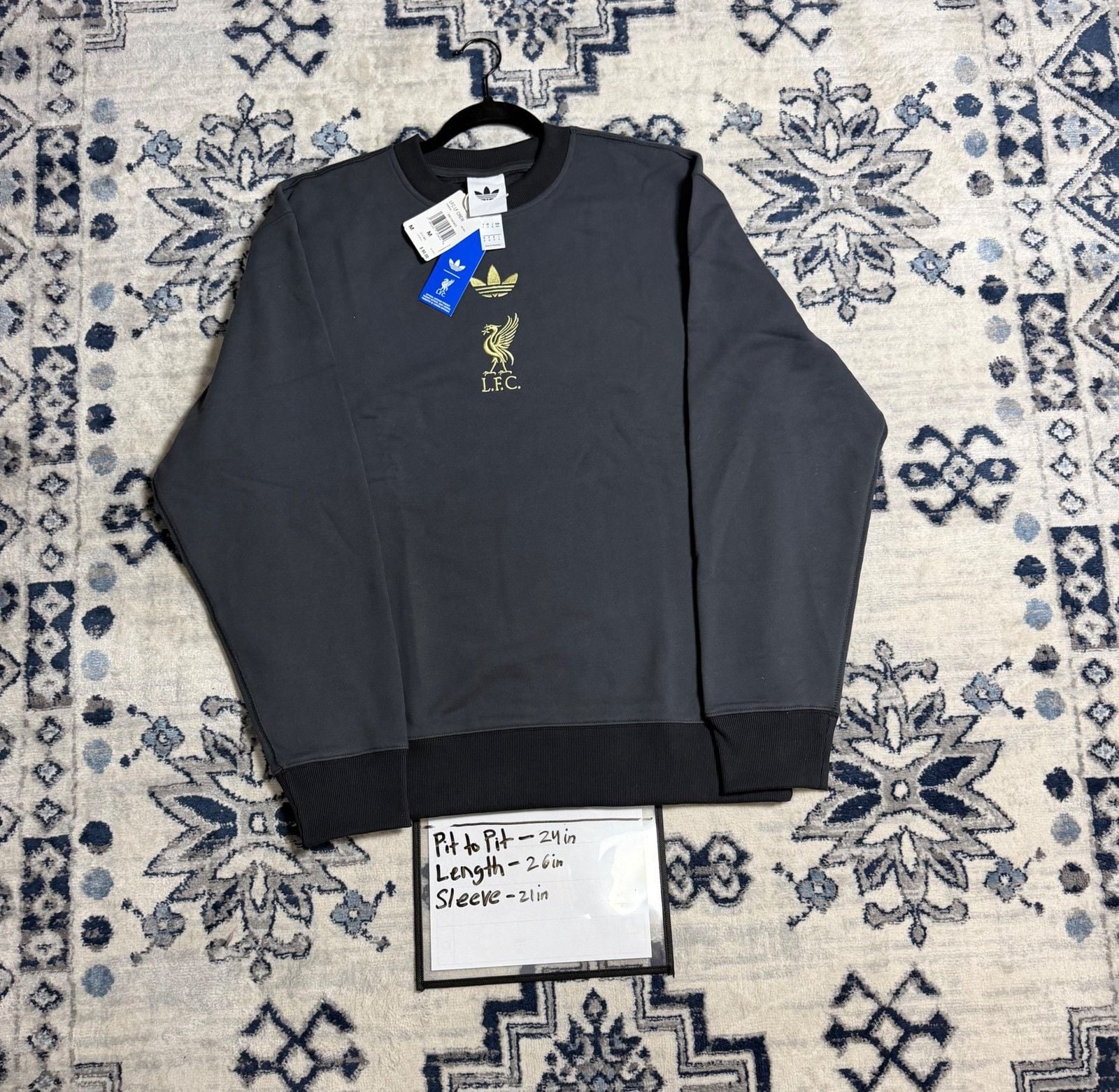 Adidas LFC Crewneck Sweatshirt size Medium Black Cotton Polyester 3