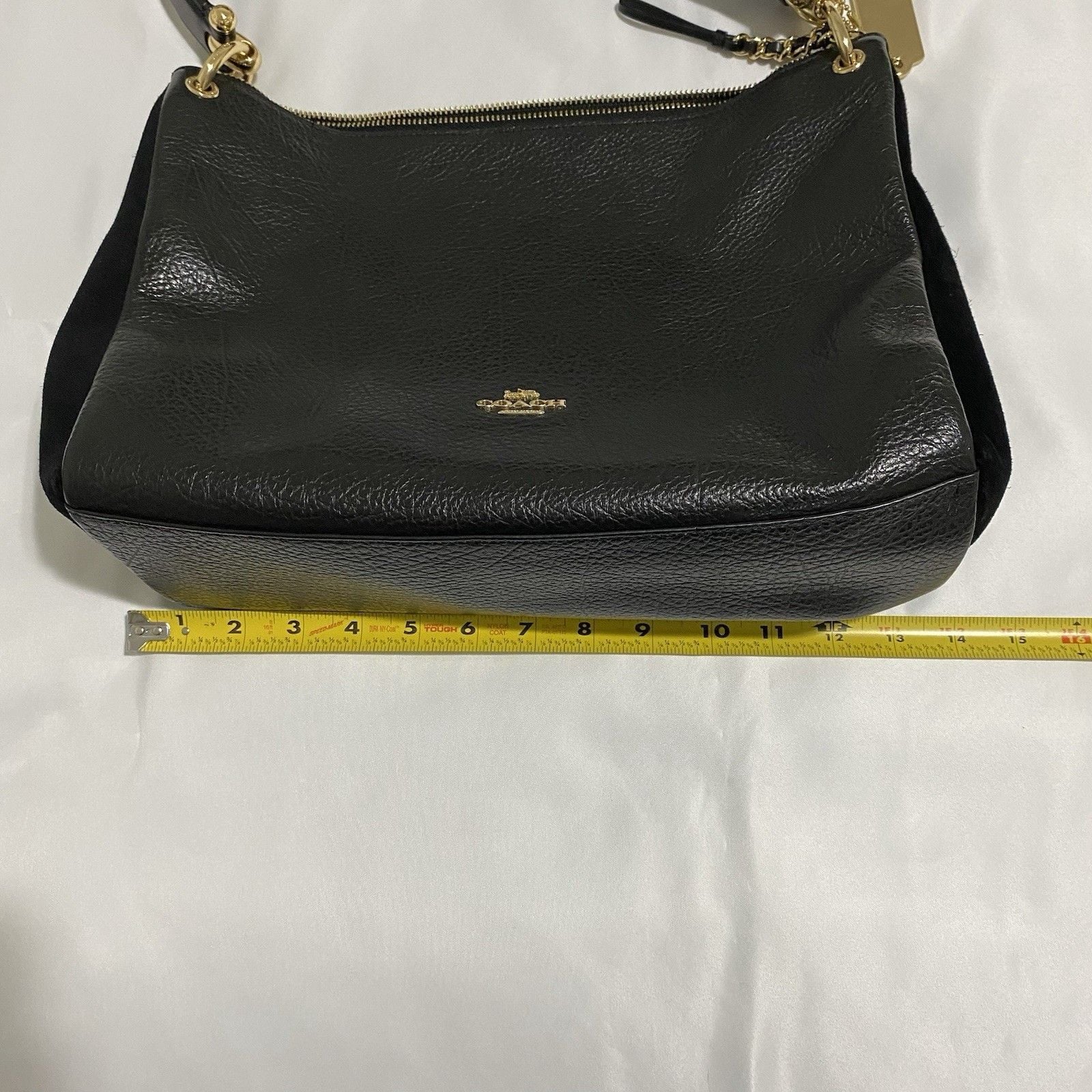 Coach Designer Mia Black Textured Leather Suede Shoulder Bag Purse 7