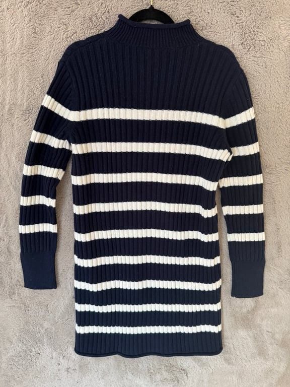 NWT Vineyard Vines Women's Roll Neck Stripe Sweater Dress Size L Merino Wool $248 6