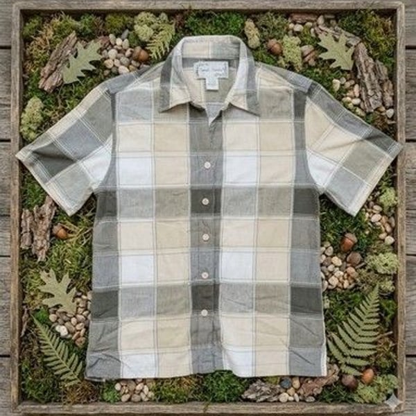 Sarah Bentley Shirt Women M Medium Plaid Button Up Short Sleeve Cotton Blend